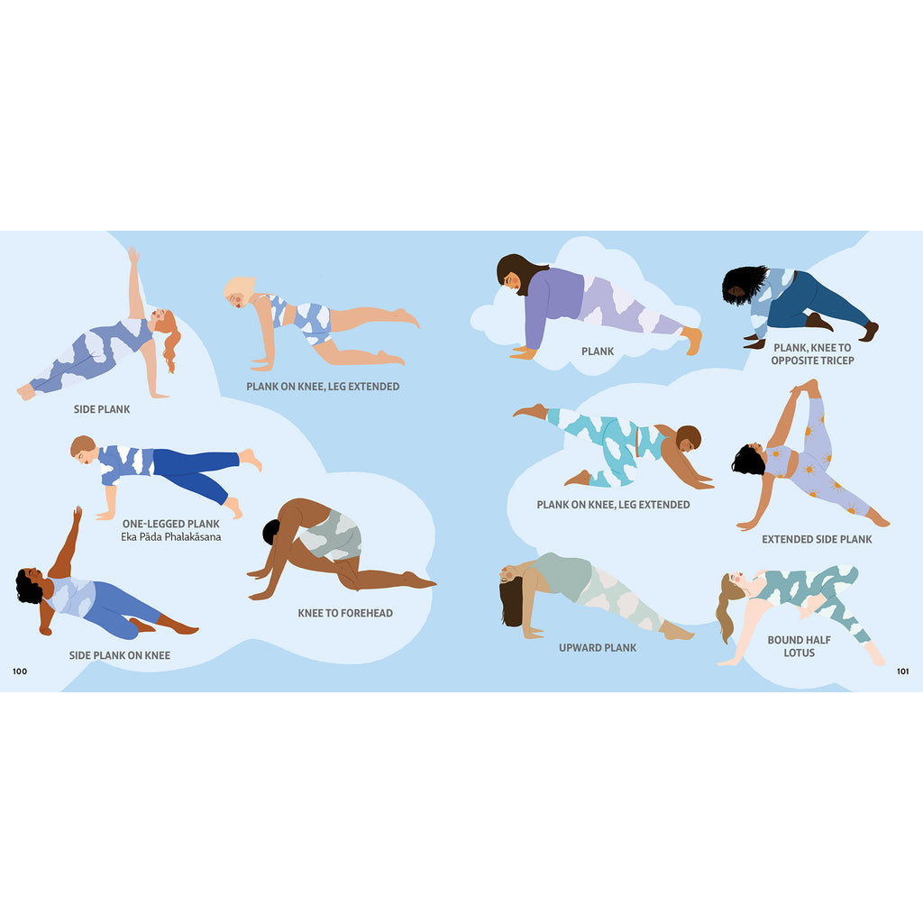 Workman Publishing's "You are Strong and Worthy: Celebrating the Yogi in All of Us" by Harmony Willow Hansen, sample page with illustrations of women in various low yoga poses.