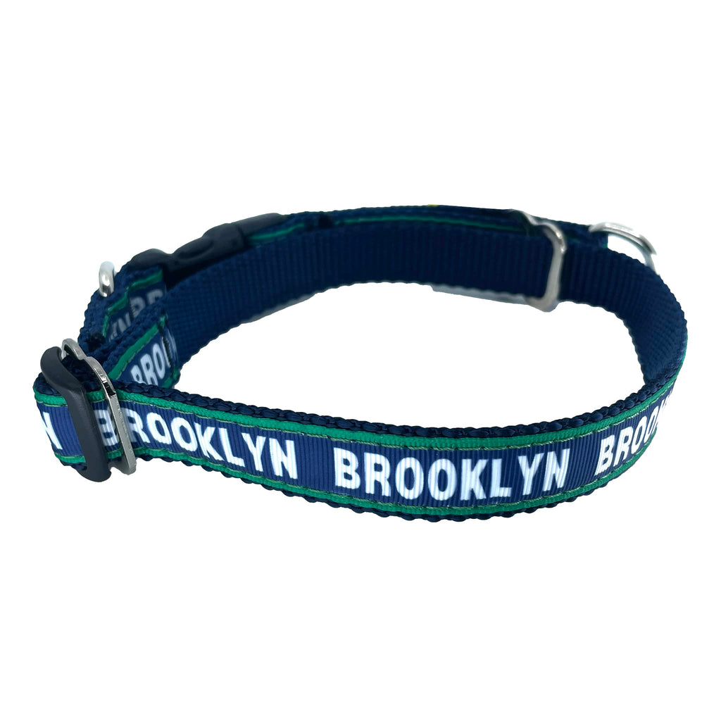 Yellow Snow Dog Gear Brooklyn Limited Slip Dog Collar in Navy.