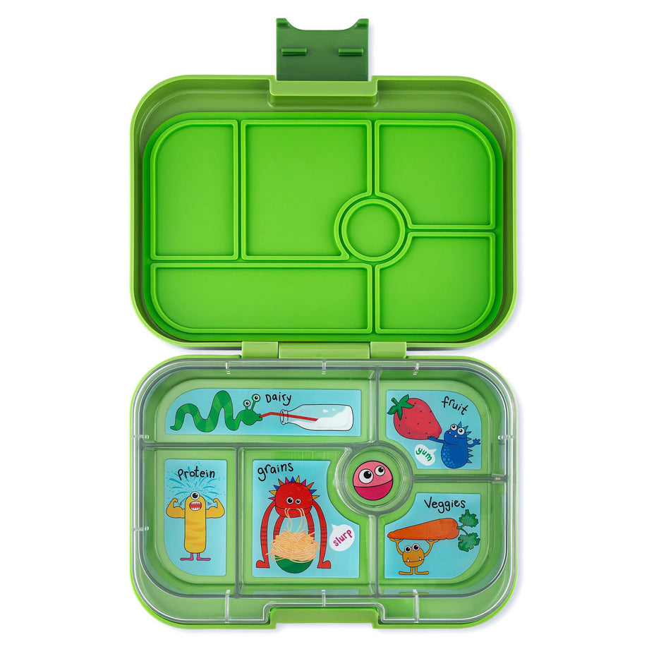 Yumbox 6 Compartment Lunchbox in Matcha Green Funny Monsters