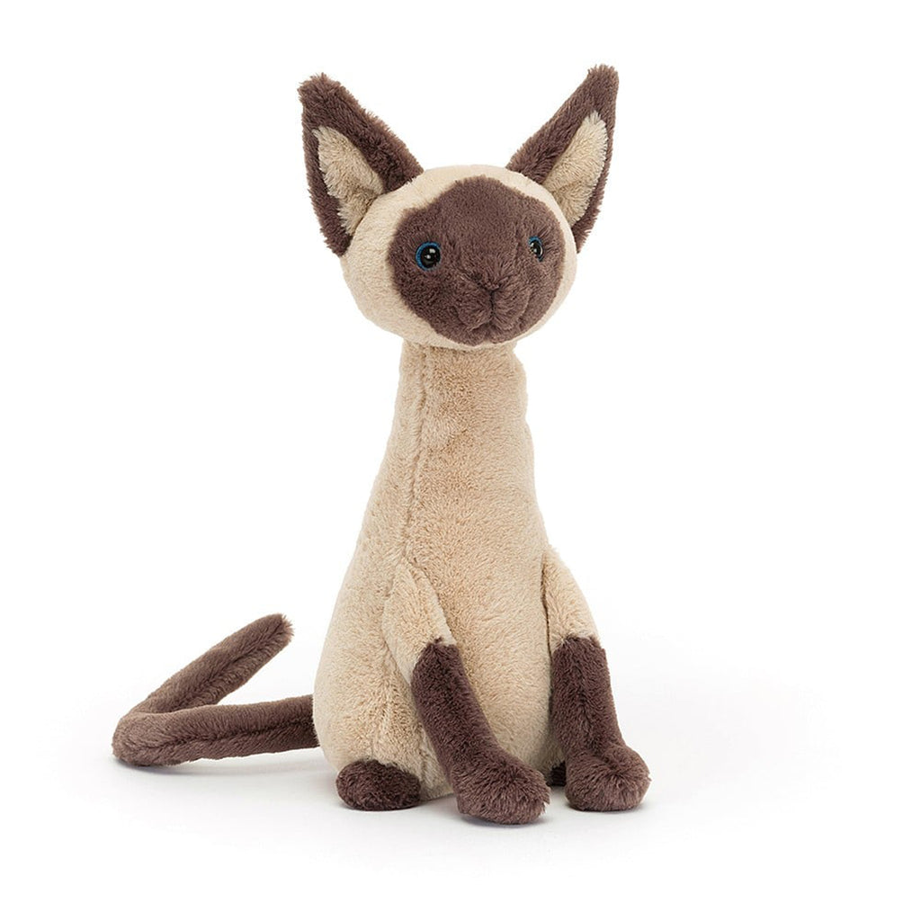 Jellycat Iris Siamese Cat plush toy in sitting position, front view.