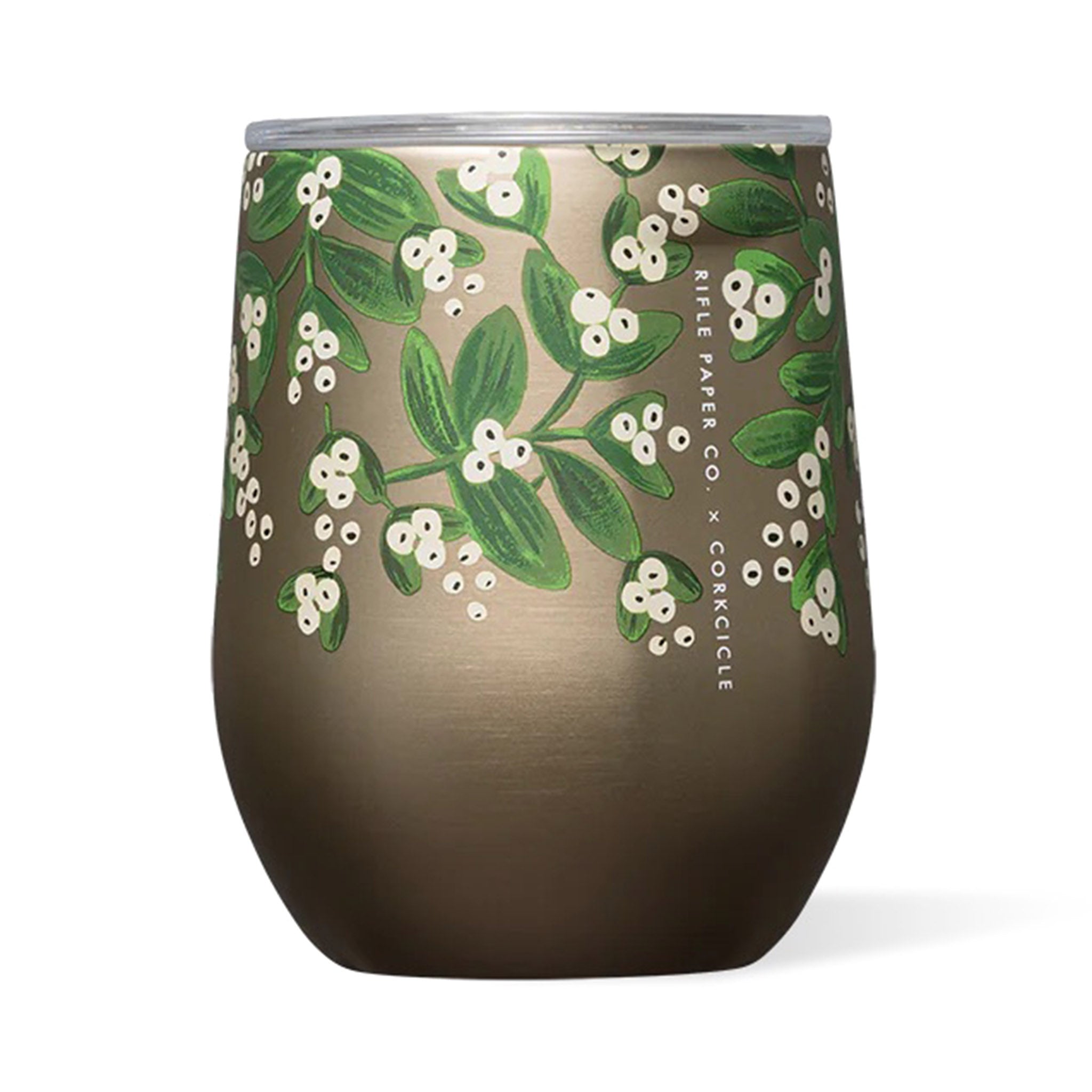 Rifle Paper Co x Corkcicle 12 oz Stemless Cup in Mistletoe Annie's