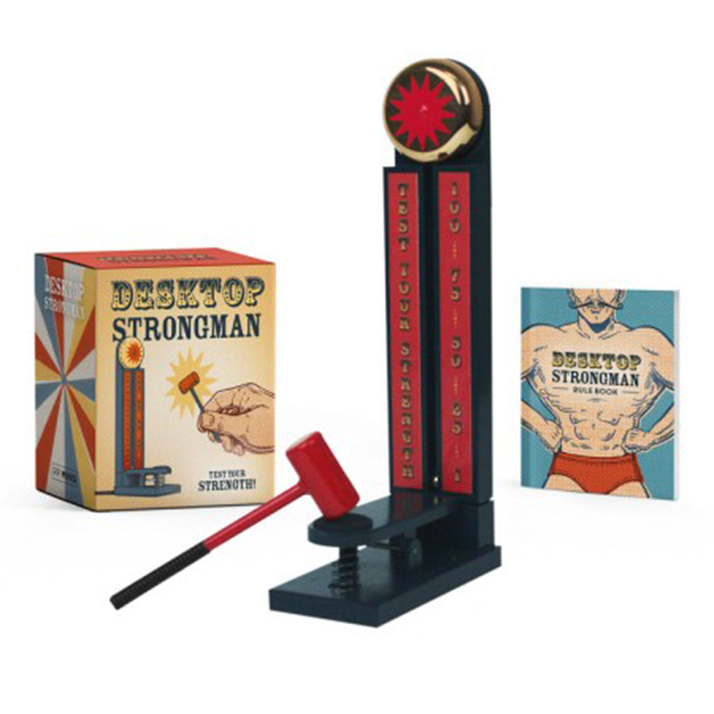 Hachette Desktop Strongman mini kit with bell, striker, column, mini book and box packaging.