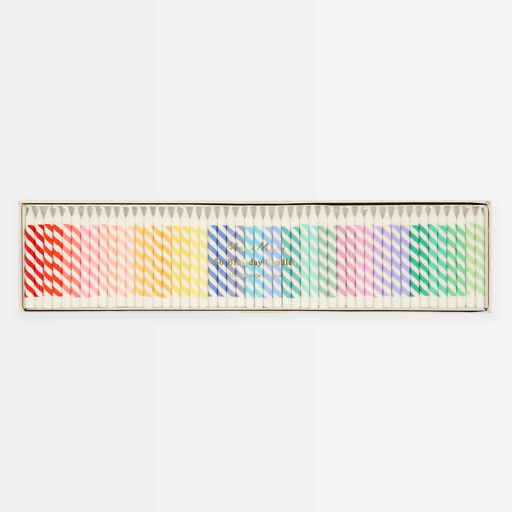 meri meri rainbow striped mini candles