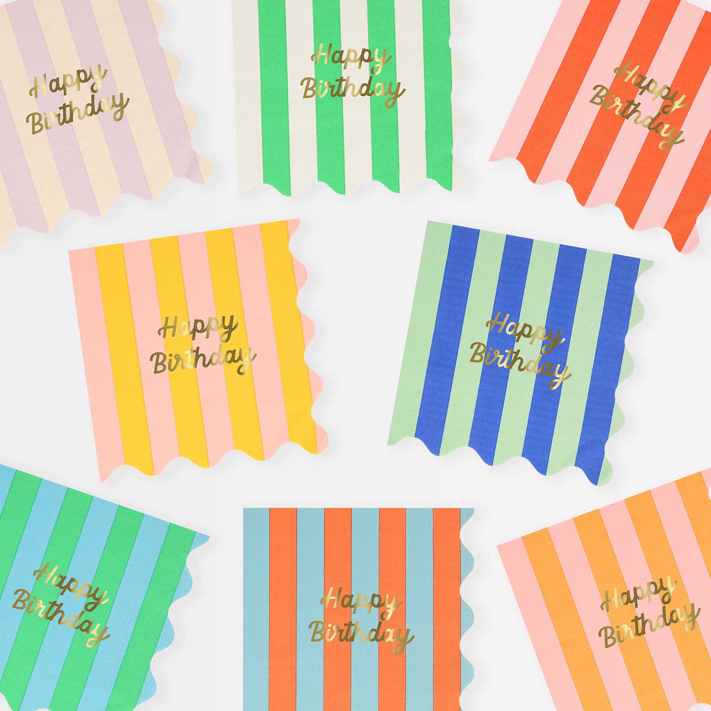meri meri stripe happy birthday large napkins