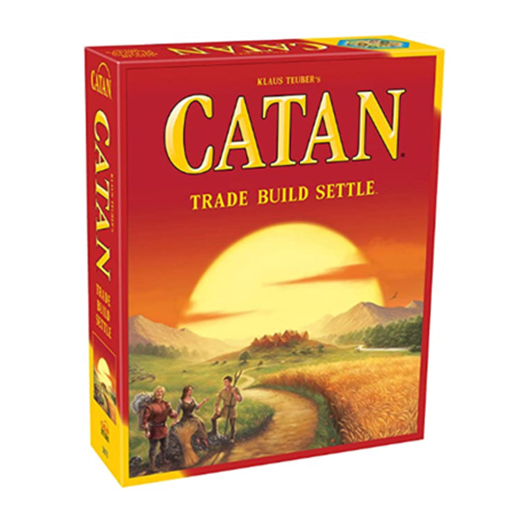 Front of packaging for Catan board game.