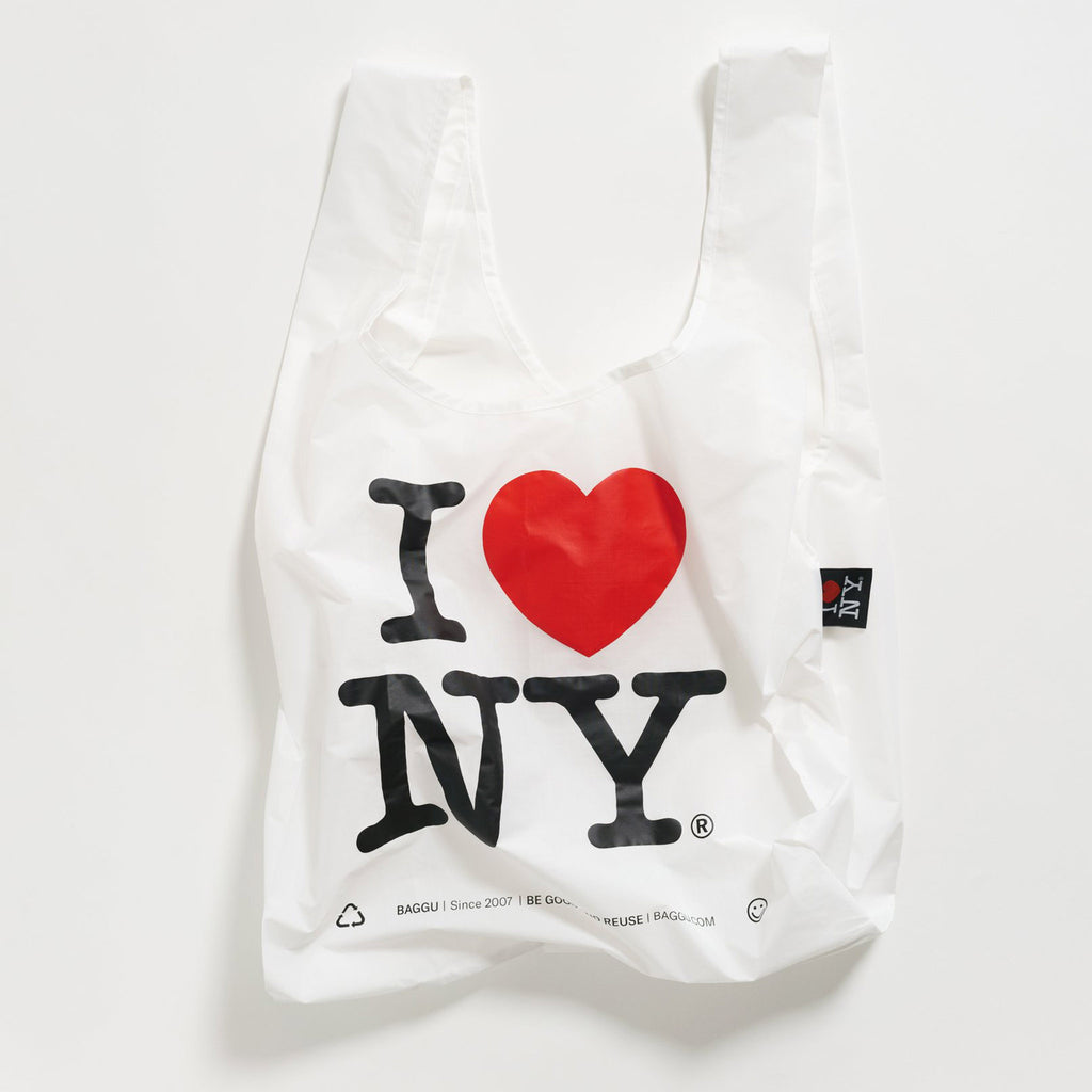baggu standard ripstop nylon reusable shopping bag i love new york open