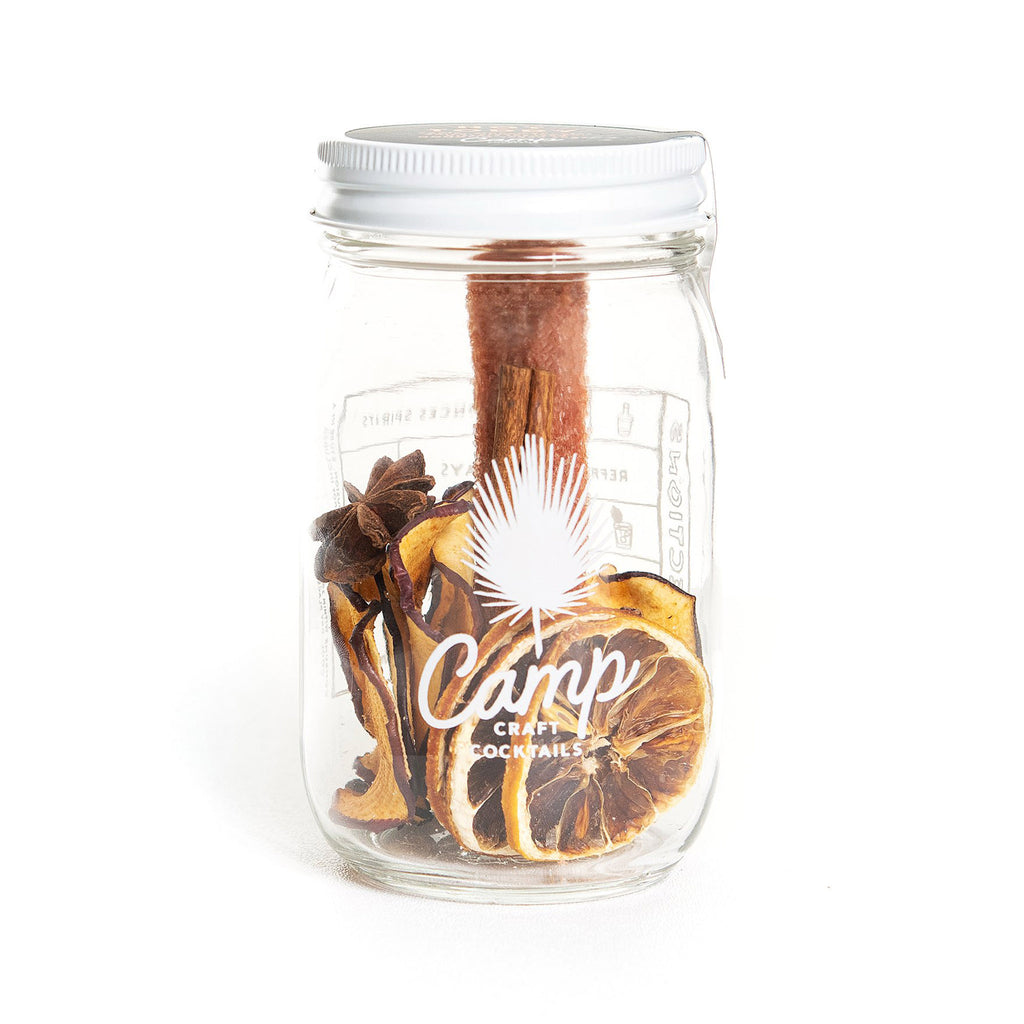 camp craft cocktails hot toddy cocktail kit in a jar front