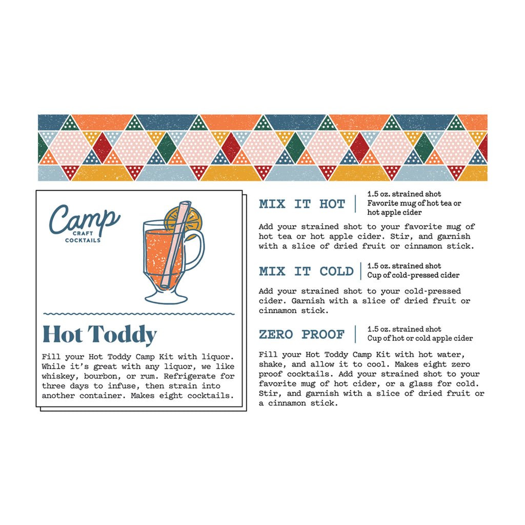 camp craft cocktails hot toddy cocktail kit recipe card