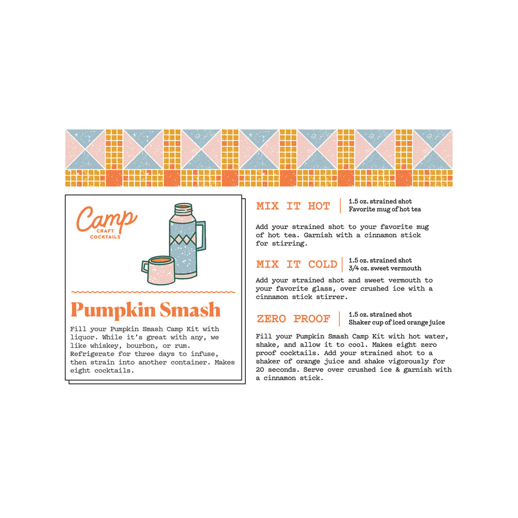 camp craft cocktails pumpkin smash cocktail kit in glass mason jar recipe card