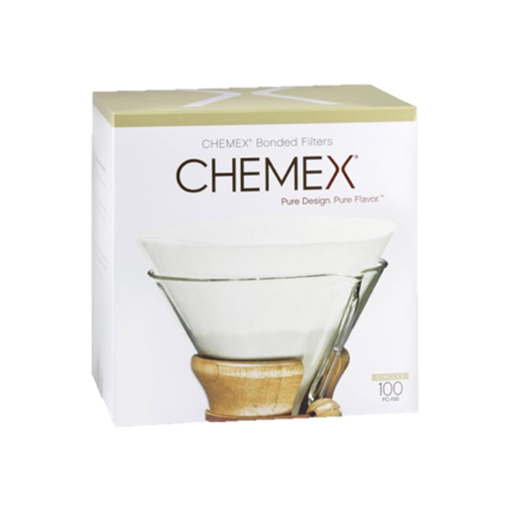 chemex classic fs-100 bonded coffee filters pre-folded squares in packaging