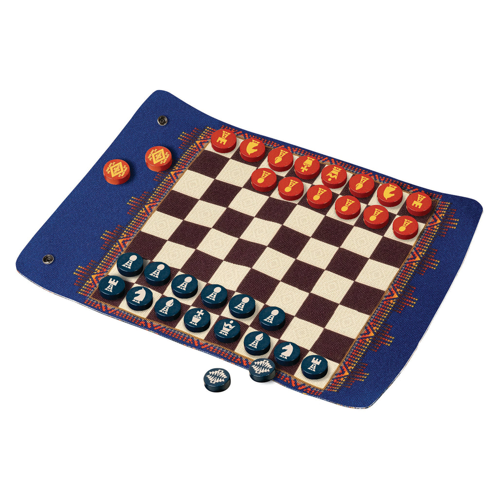 pendleton chess and checkers travel ready roll up game board with pieces