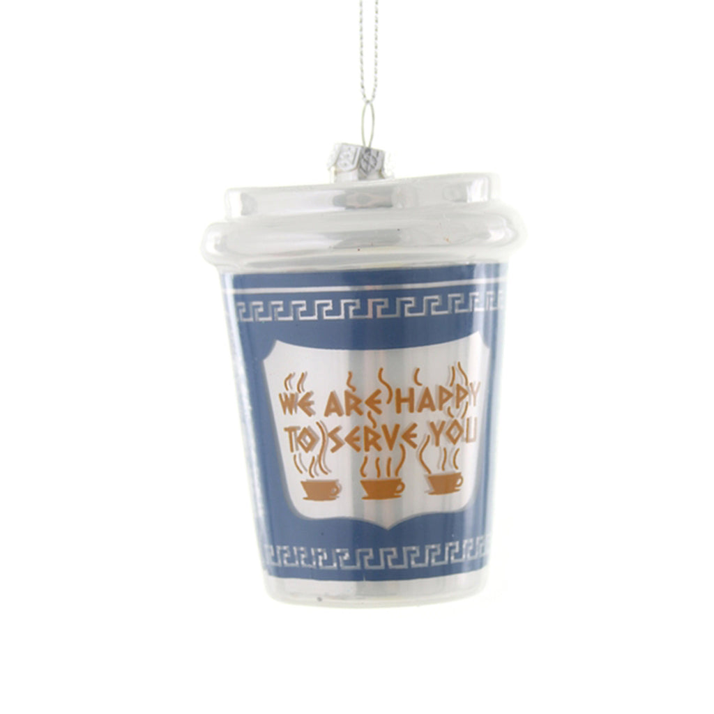 cody foster we are happy to serve you greek deli coffee cup holiday christmas tree ornament