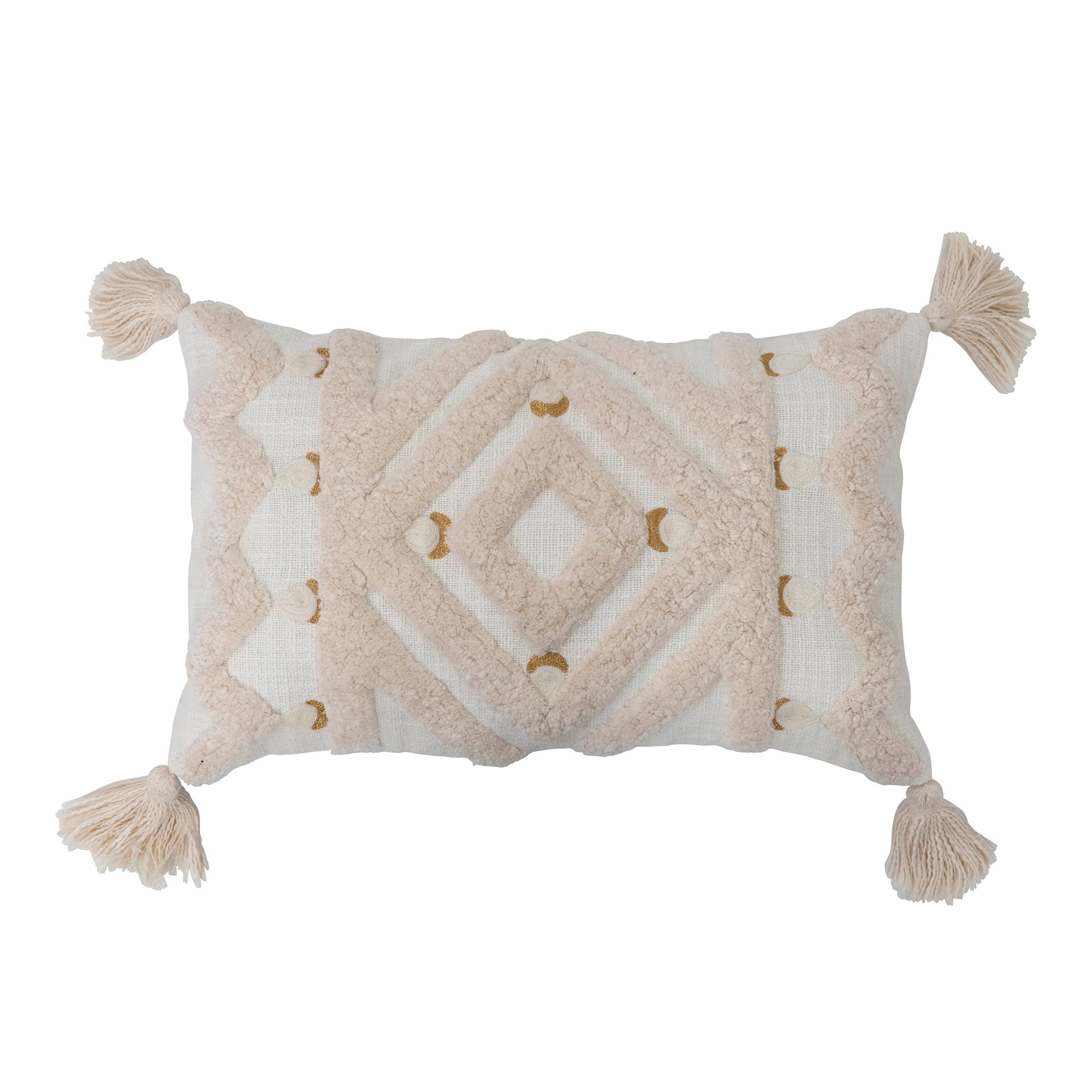 Cream Cotton Tufted Lumbar Pillow with Gold Embroidery – Annie's Blue  Ribbon General Store