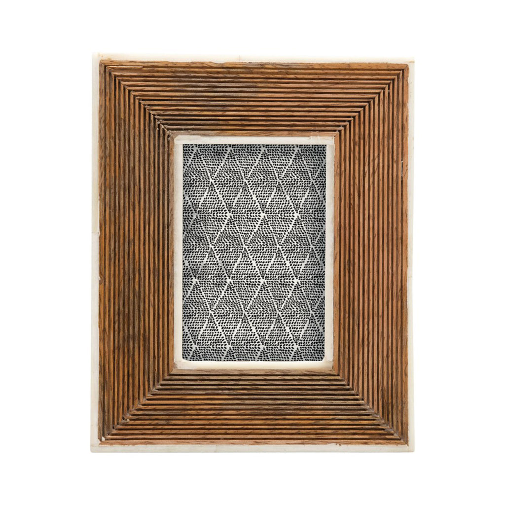 creative co-op hand carved mango wood photo picture frame with bone border