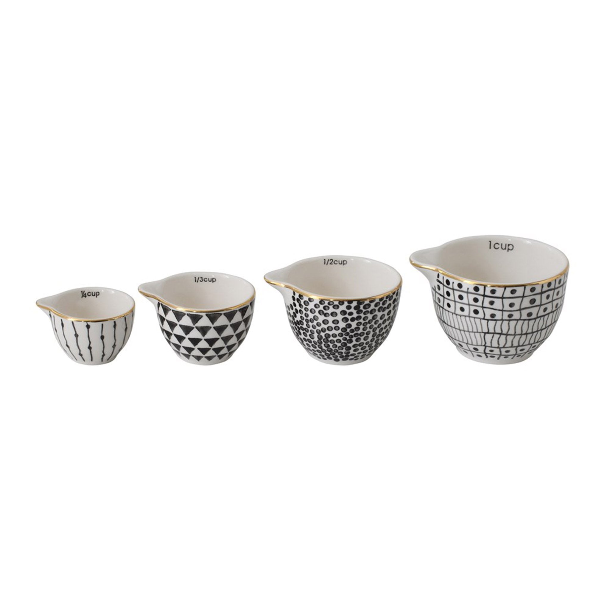 Stoneware Batter Bowl Measuring Cups (Set of 4), Creative Co-Op