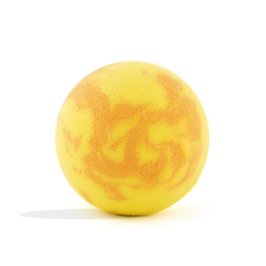 da bomb beach bomb yellow orange ball bath fizzer with island mango scent and surprise inside