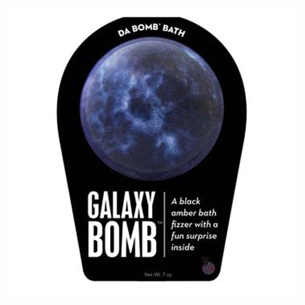 da bomb dark blue galaxy bomb black amber scented bath fizzer with surprise inside front of packaging
