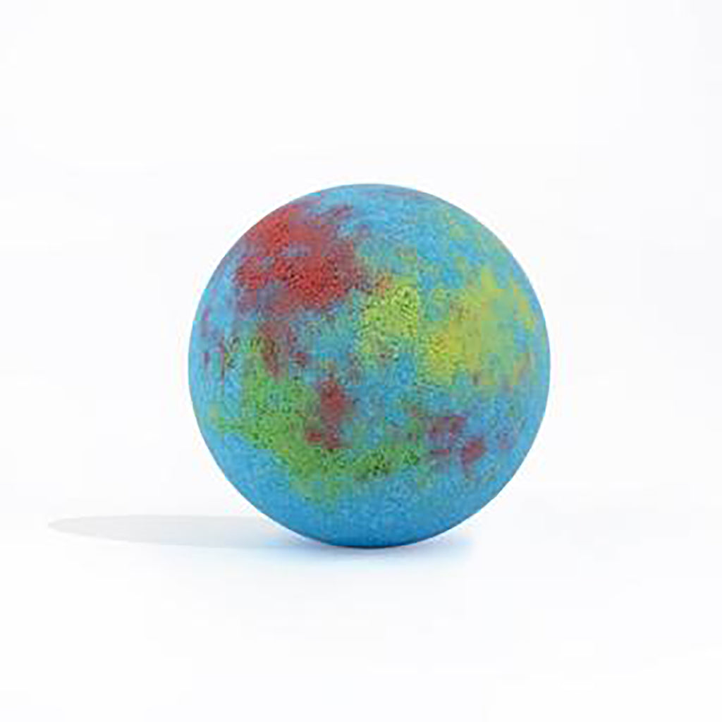 Da Bomb Disco Bomb, red, yellow, green and blue swirled bath fizzer with fruit punch scent and a light-up surprise inside.