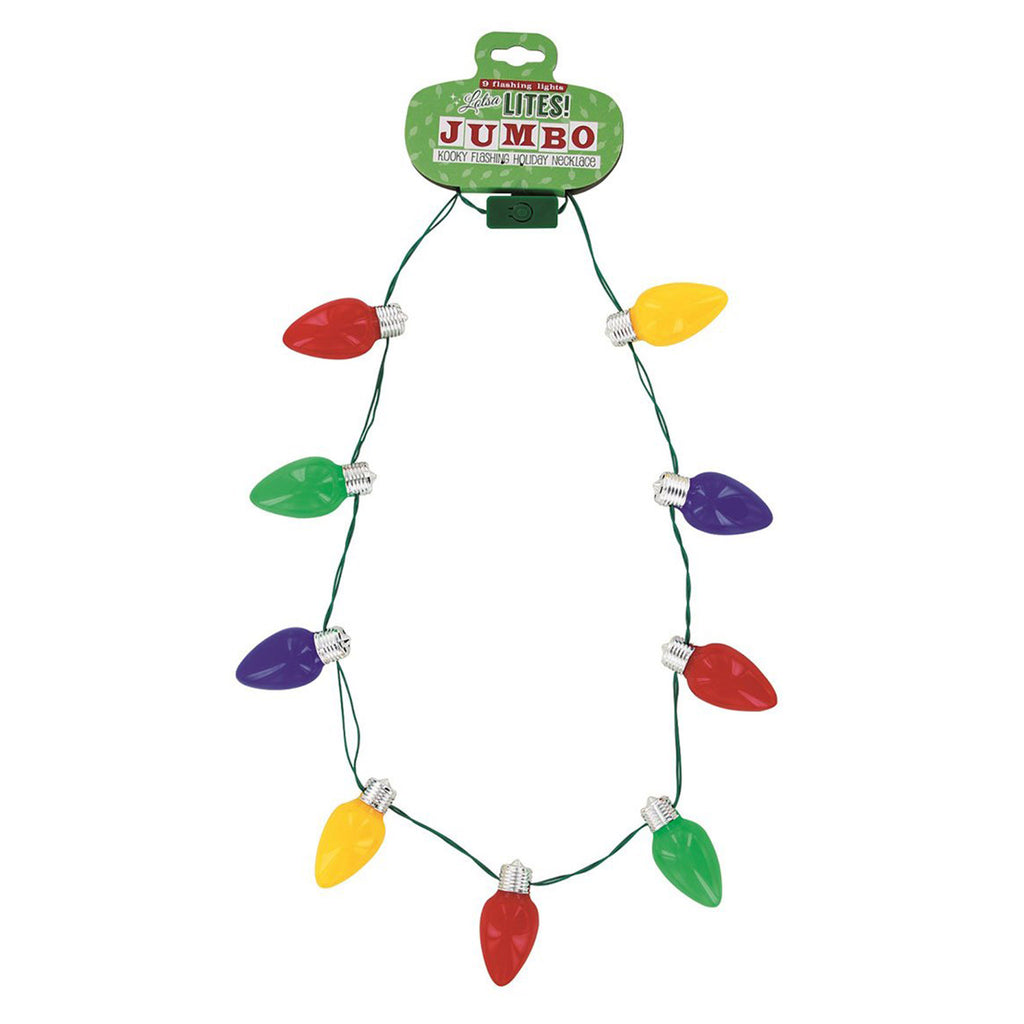 dm merchandising jumbo lotsa lites flashing holiday christmas bulb necklace in packaging