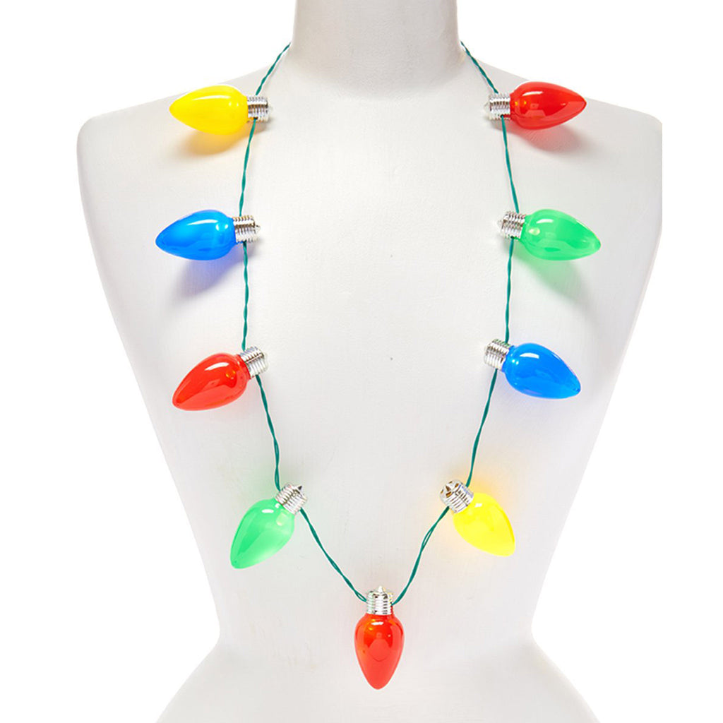 dm merchandising jumbo lotsa lites flashing holiday christmas bulb necklace on mannequin