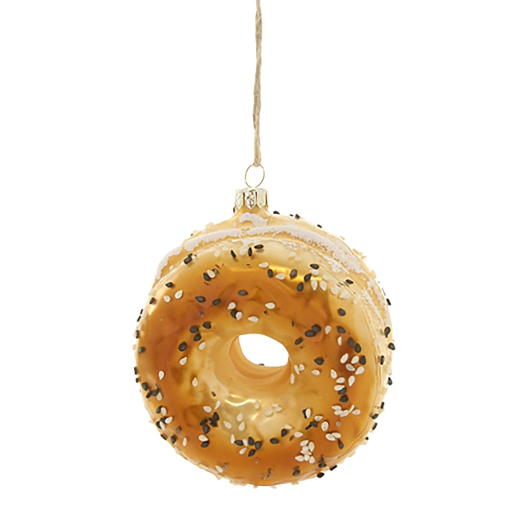 everything bagel glass christmas tree ornament