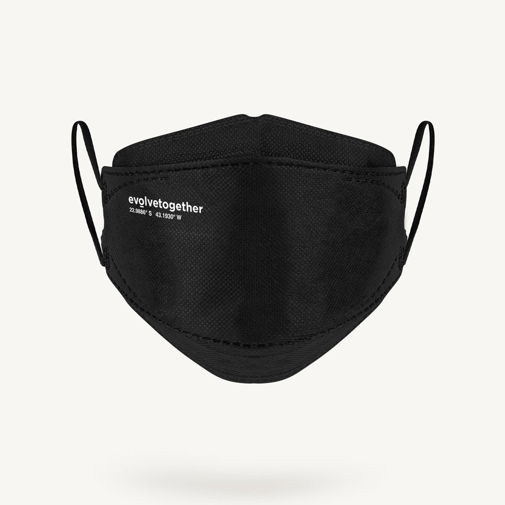 evolvetogether rio de janeiro black KN95 adult size disposable protective face masks front