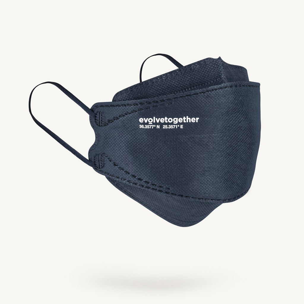 evolvetogether santorini navy blue kn95 disposable adult size protective face masks front angle