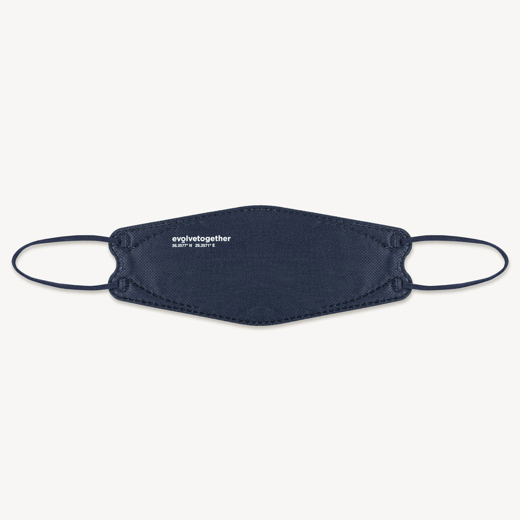 evolvetogether santorini navy blue kn95 disposable adult size protective face masks front flat