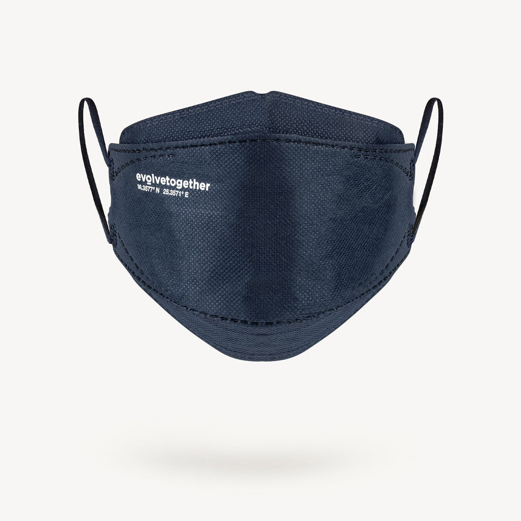 evolvetogether santorini navy blue kn95 disposable adult size protective face masks front