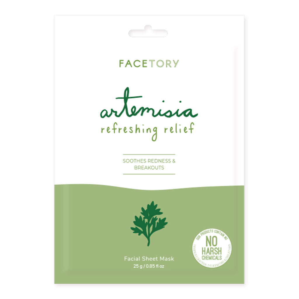 facetory artemisia refreshing relief sheet face mask packaging front