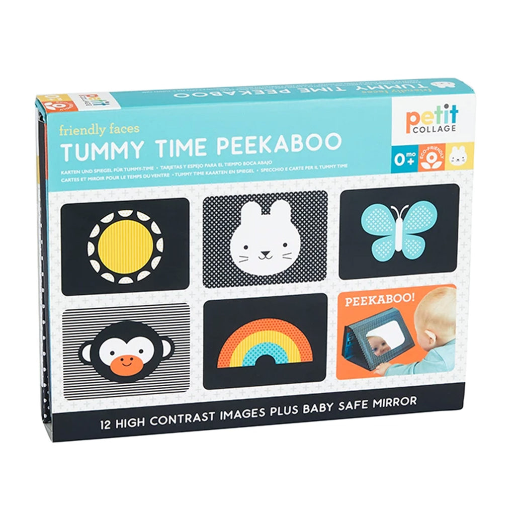 hachette petit collage tummy time peekaboo baby safe mirror with high contrast images in packaging