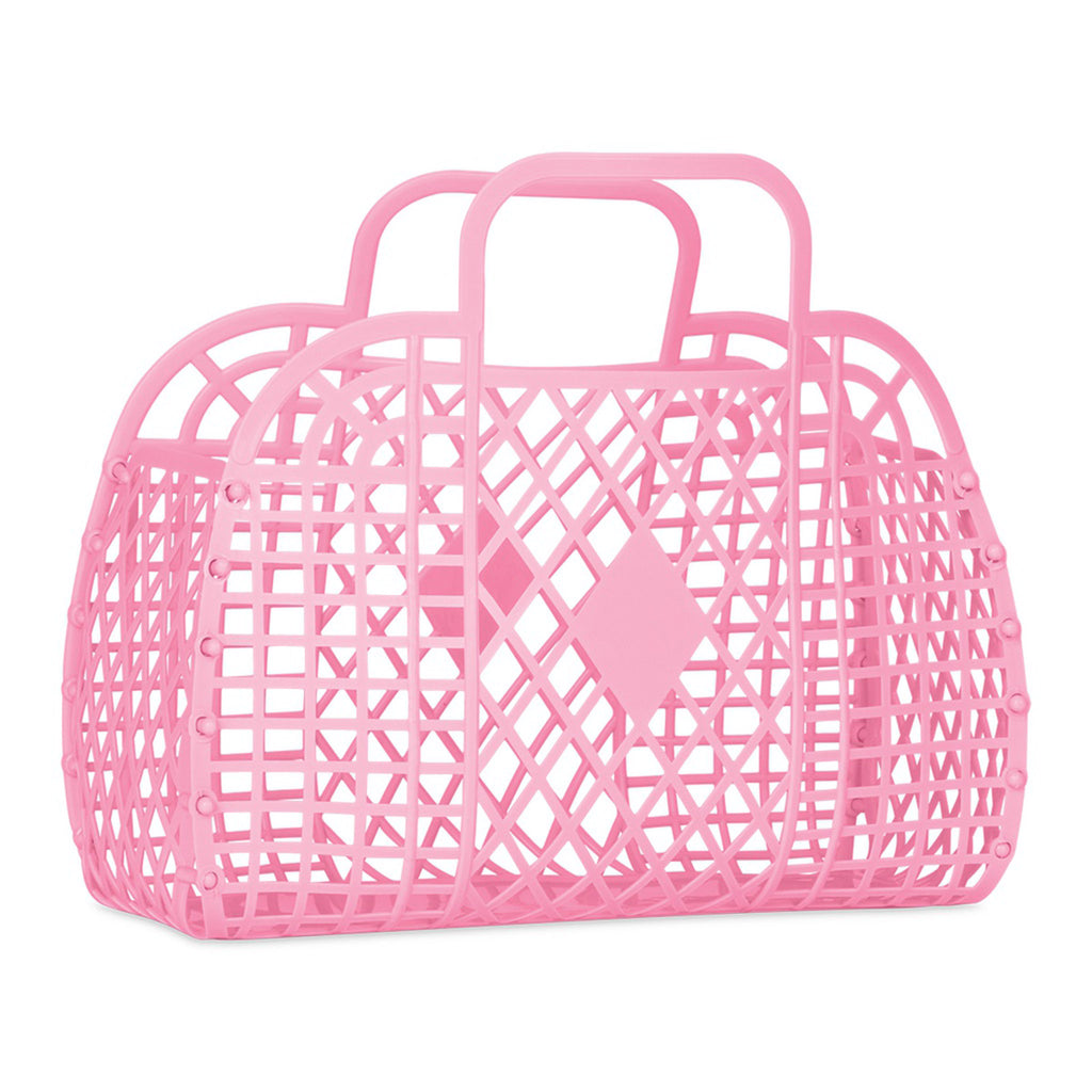 iScream large pink retro jelly bag basket front and side view.