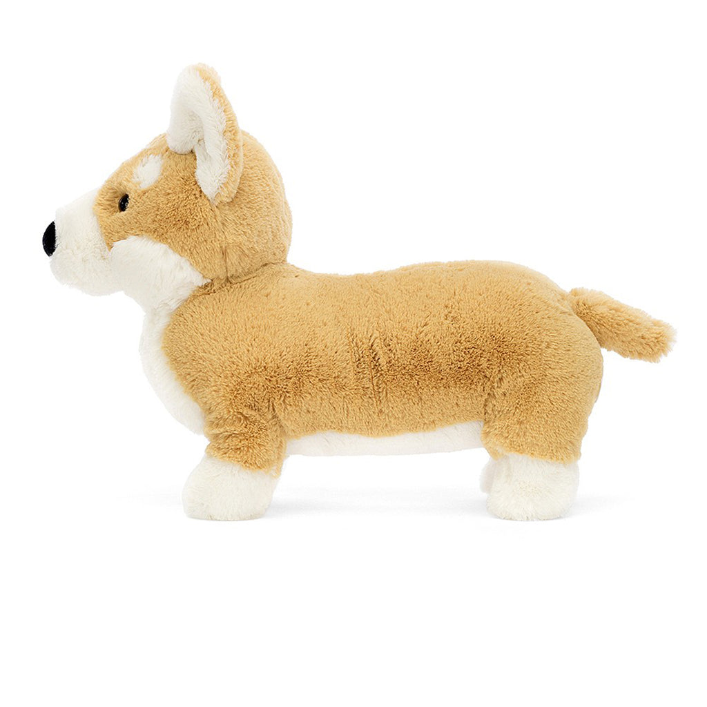 Jellycat Medium Betty Corgi Plush Toy, side view.