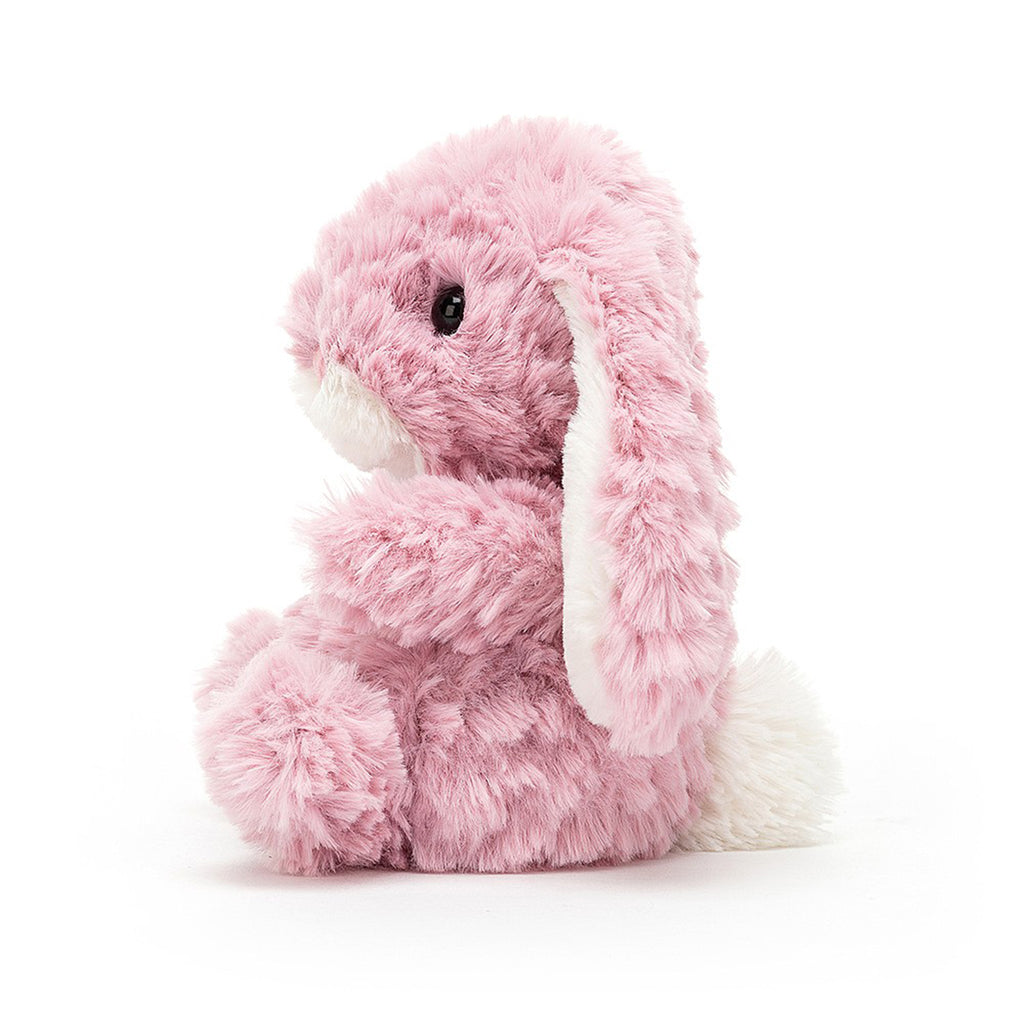 Jellycat Yummy Tulip Pink Bunny plush toy, side view.