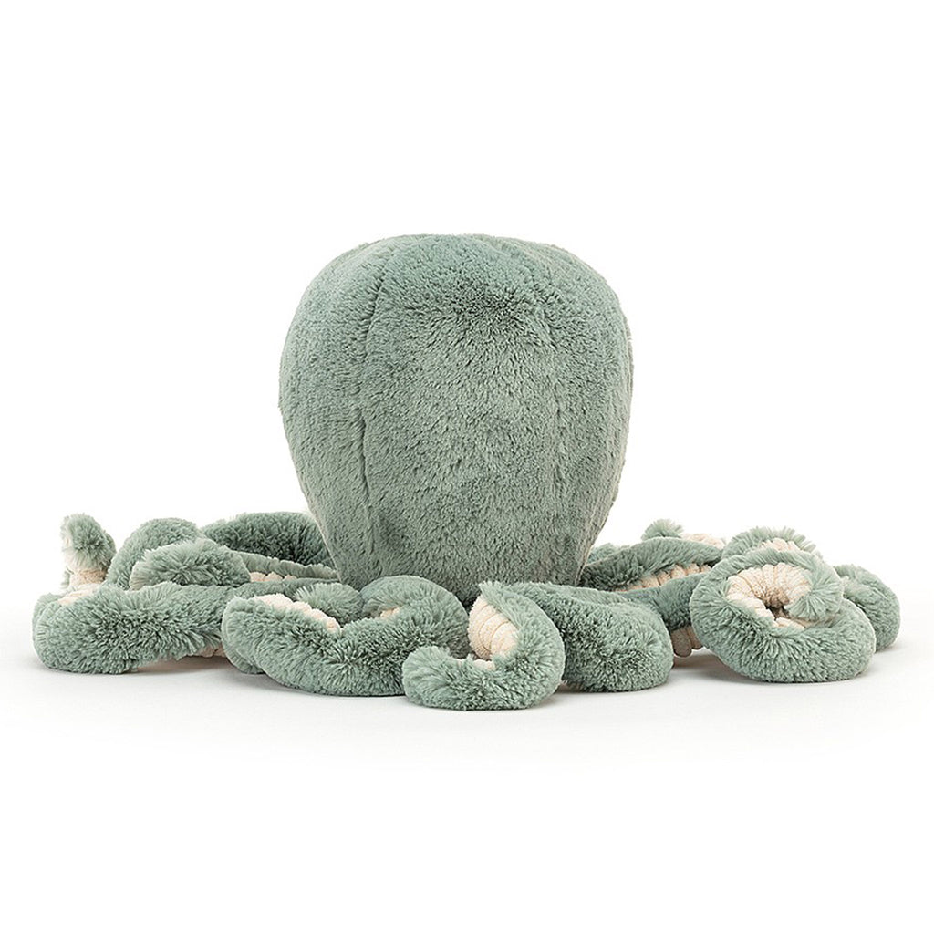 jellycat large odyssey octopus sea moss green stuffie plush toy back view