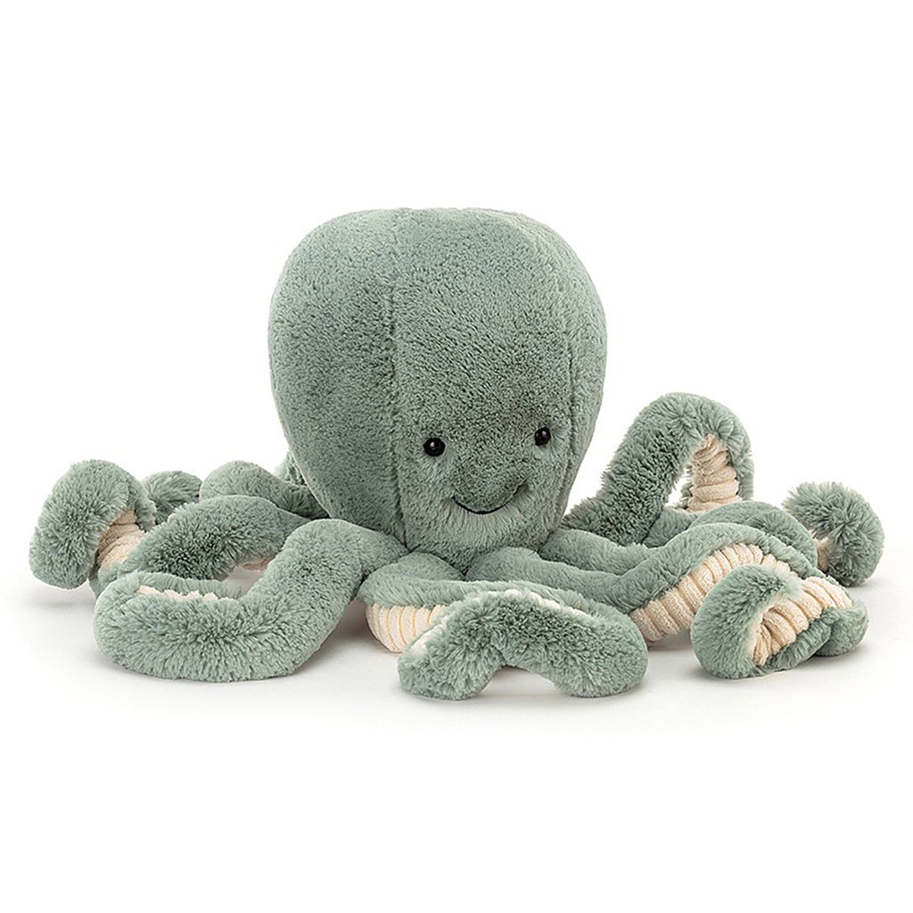 jellycat large odyssey octopus sea moss green stuffie plush toy front view