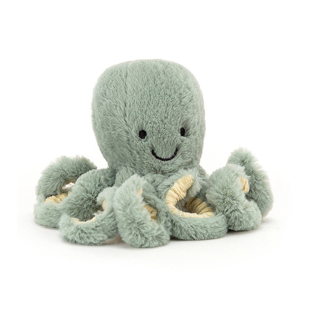 jellycat tiny odyssey octopus sea moss green stuffie plush toy front view
