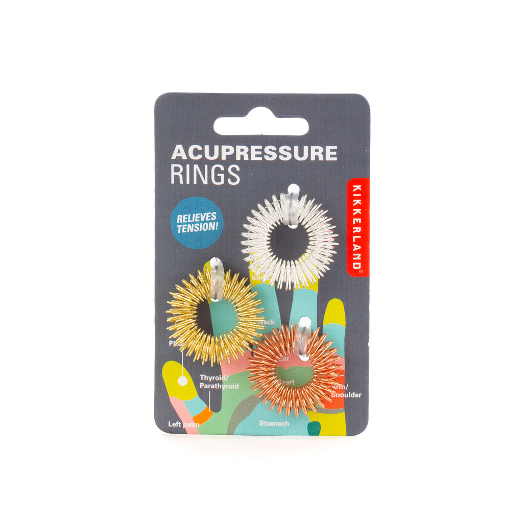 kikkerland acupressure massage rings set of three in packaging