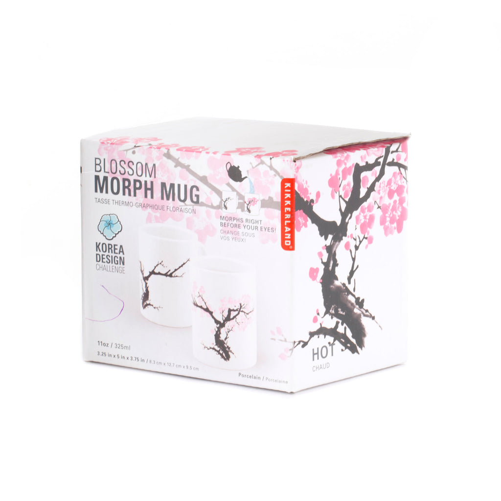 kikkerland cherry blossom heat transforming morph ceramic coffee mug in packaging