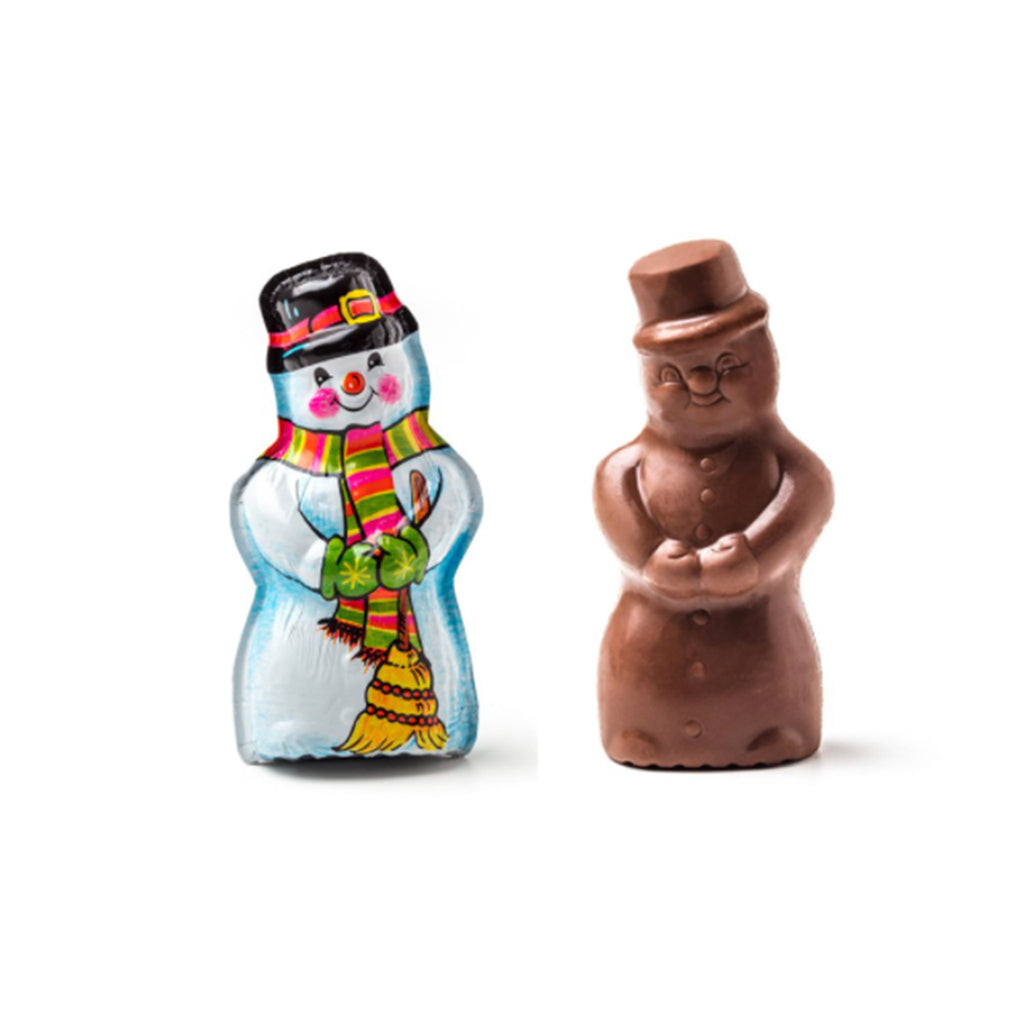 madelaine 1.5 ounce decorative foil wrapped snowman christmas semi-solid milk chocolate holiday candy