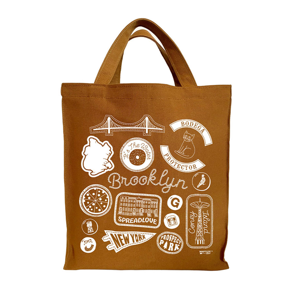 maptote brooklyn reusable caramel cotton canvas shopper tote bag