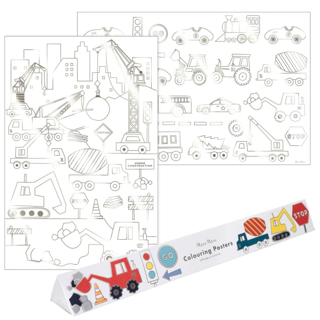 meri meri construction coloring poster