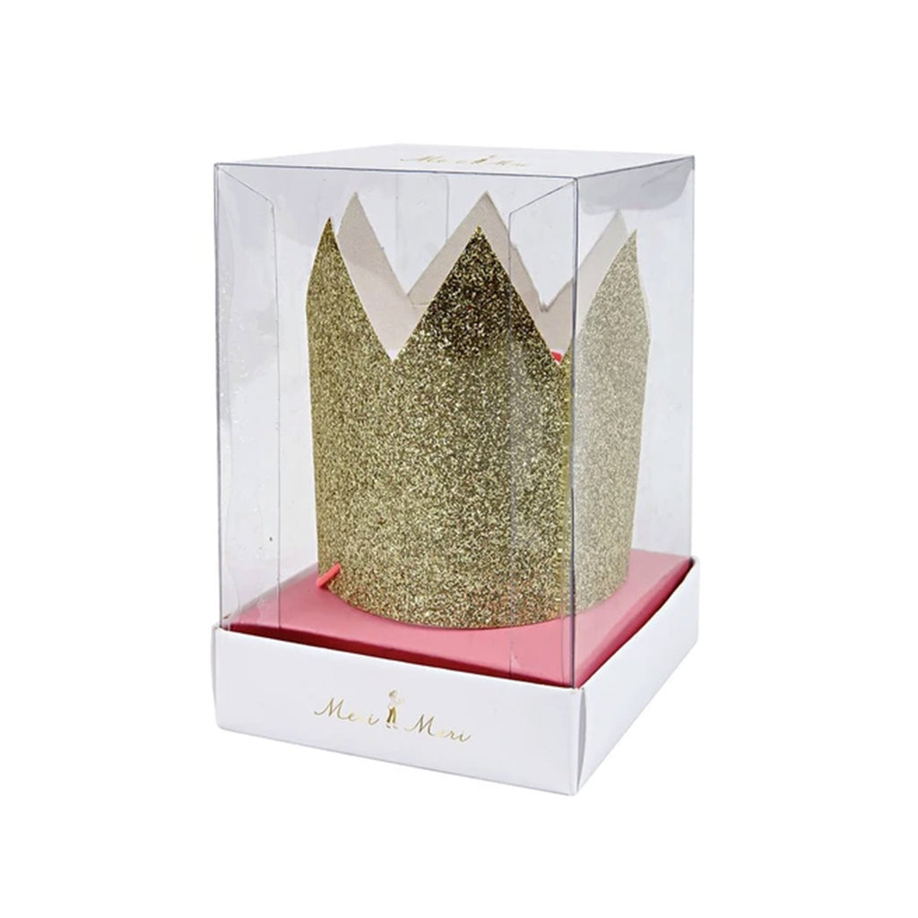 meri meri mini gold glitter crowns in packaging birthday party supplies