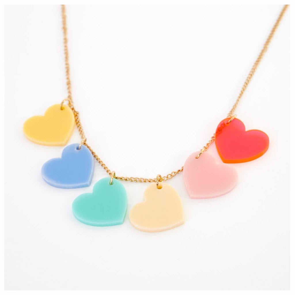 meri meri rainbow hearts necklace