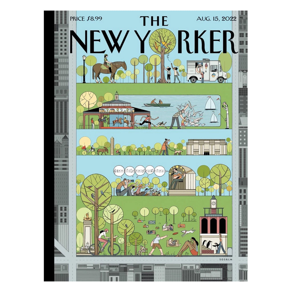 Original New Yorker cover the 500 piece Central Park Lark jigsaw puzzle is based on.