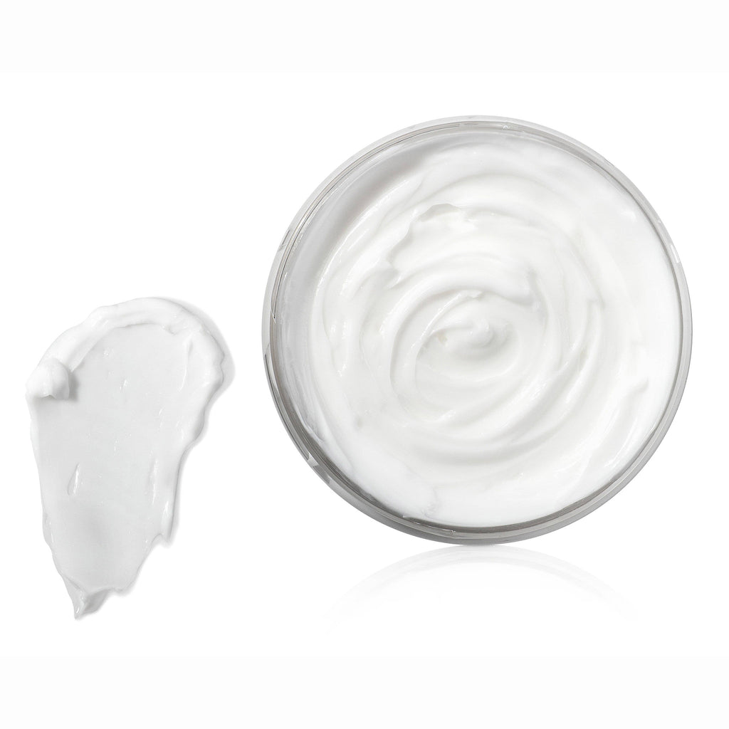 old whaling company seaside citrine scented body butter moisturizer in white top open with swipe to show creamy texture