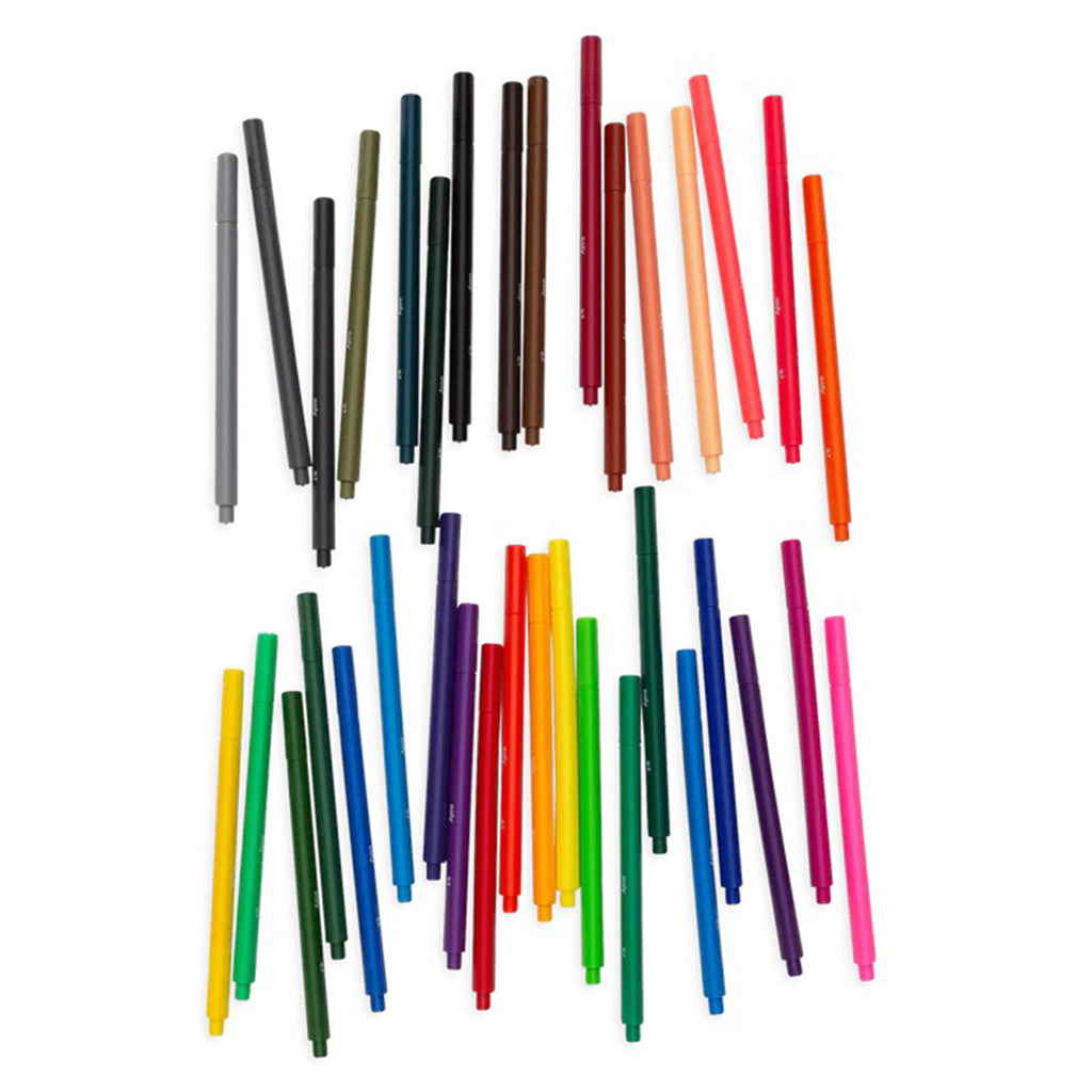 set of 36 seriously fine felt tip markers side by side in two rows and askew