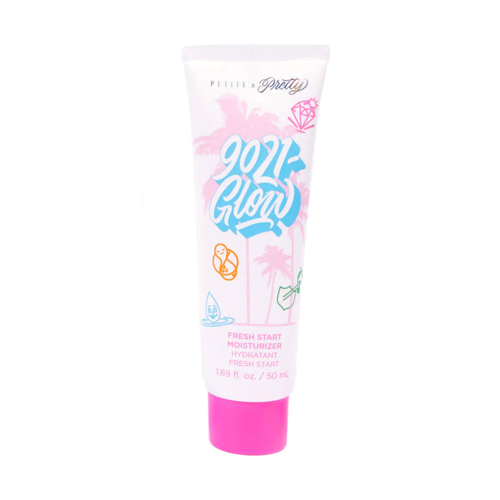 Petite n Pretty 9021-Glow Fresh Start Facial Moisturizer for kids, tweens and teens in white tube with pink cap packaging, front view.