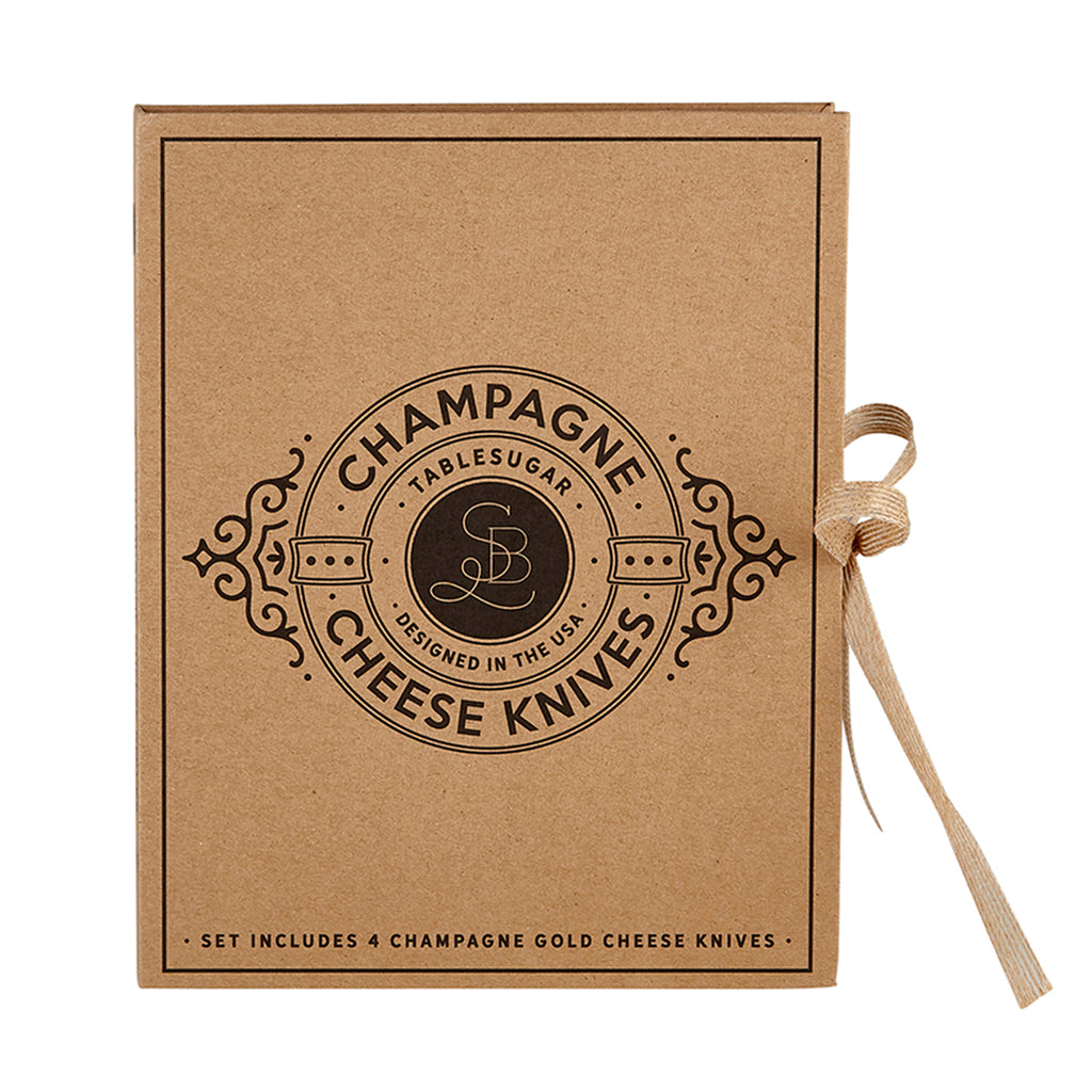 santa barbara design studio champagne gold stainless steel cheese knife set in packaging