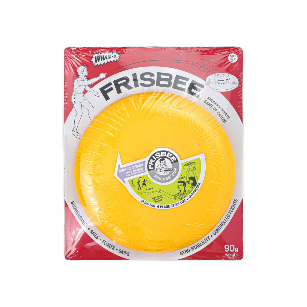 schylling yellow vintage wham-o frisbee plastic flying disc in packaging